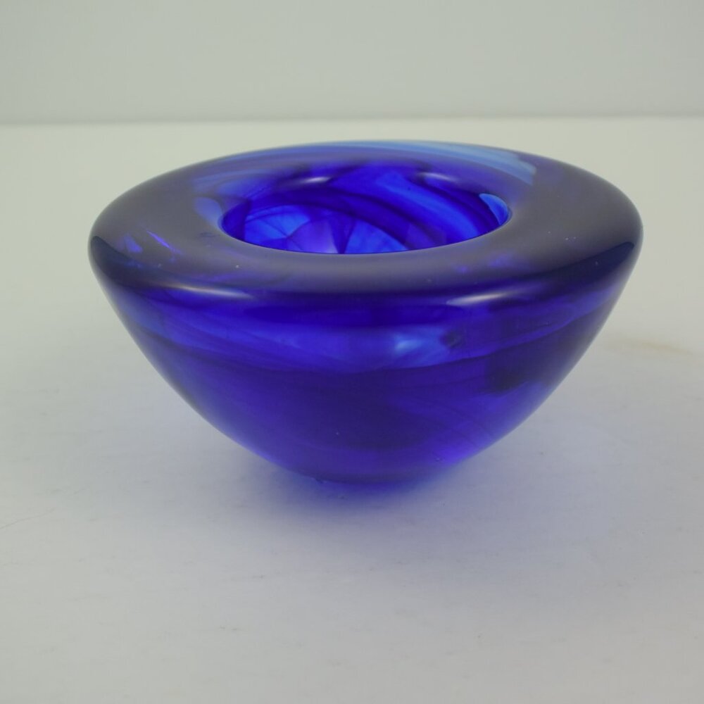Kosta Boda Cobalt Blue Art Glass Tealight Candle Holder